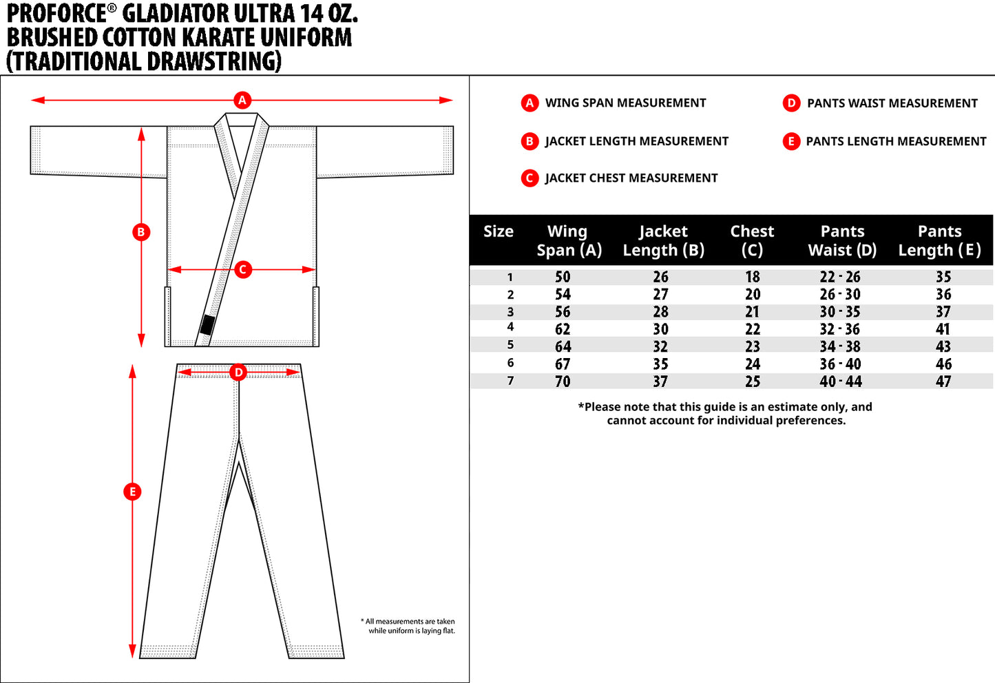 ProForce® Gladiator Ultra 14 oz. Brushed Cotton Karate Uniform (Traditional Drawstring) - 100% Cotton