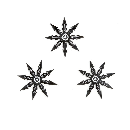 8 Point Black Stainless Steel Bulls Eye Throwing Star Set (3 Piece Set)
